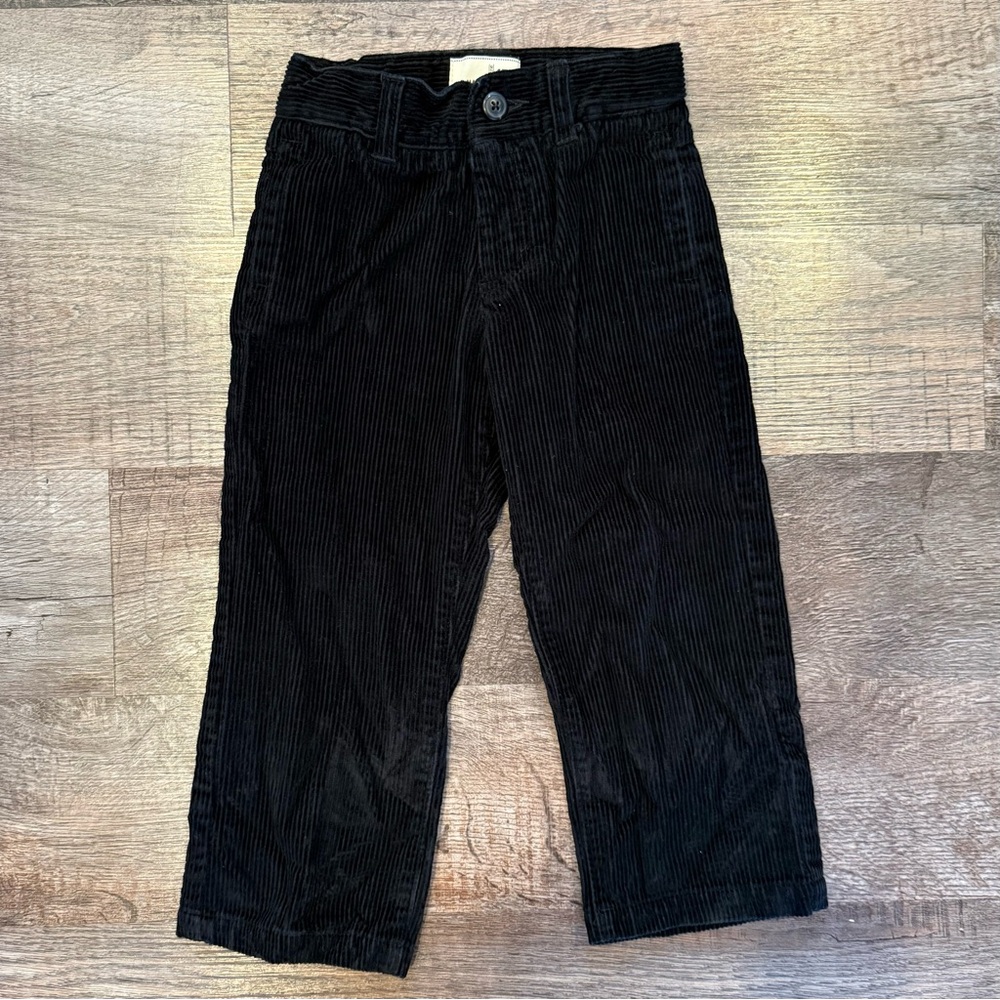 Old Navy Vintage Little Kid Black Corduroy Dress Pants Adjustable Waistband 4T